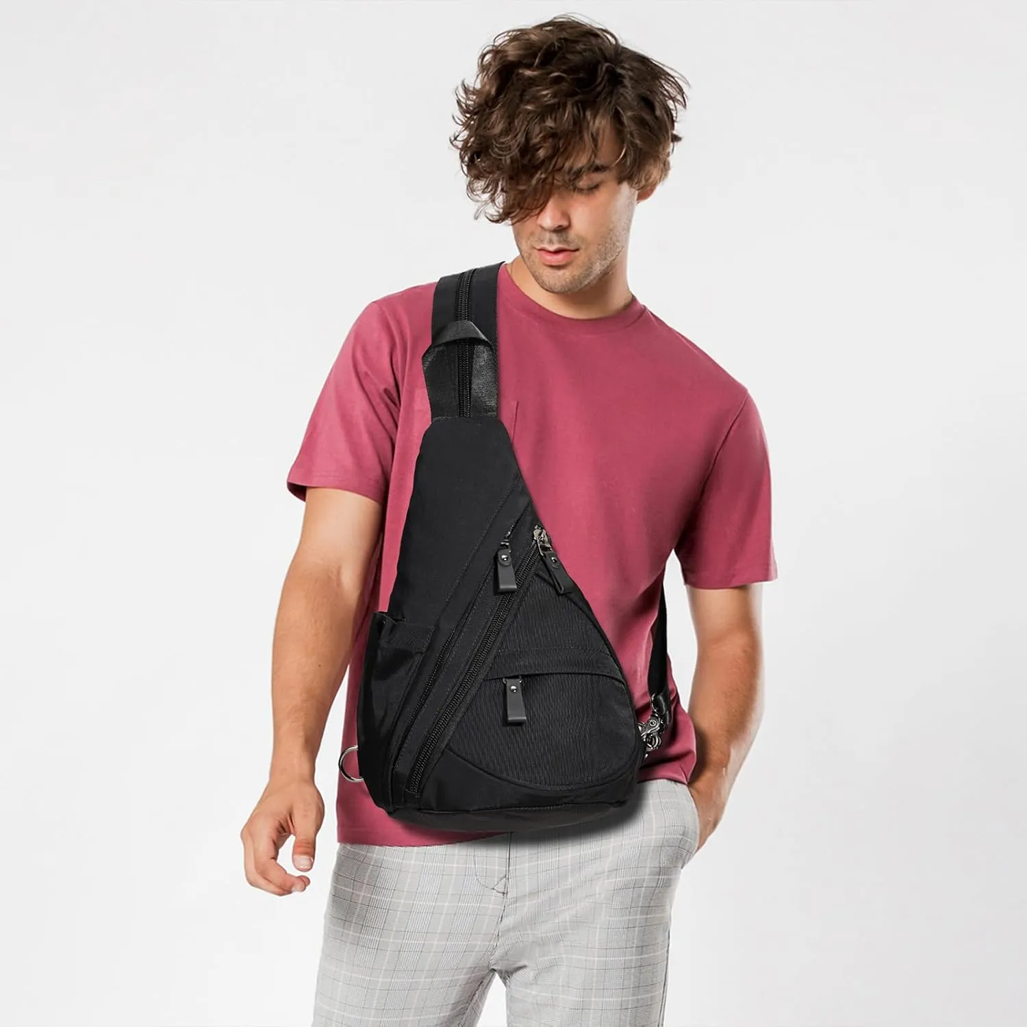 KL928 Nylon Sling Bag - Small Crossbody Backpack Shoulder Casual Daypack Multipurpose Rucksack for Men Women