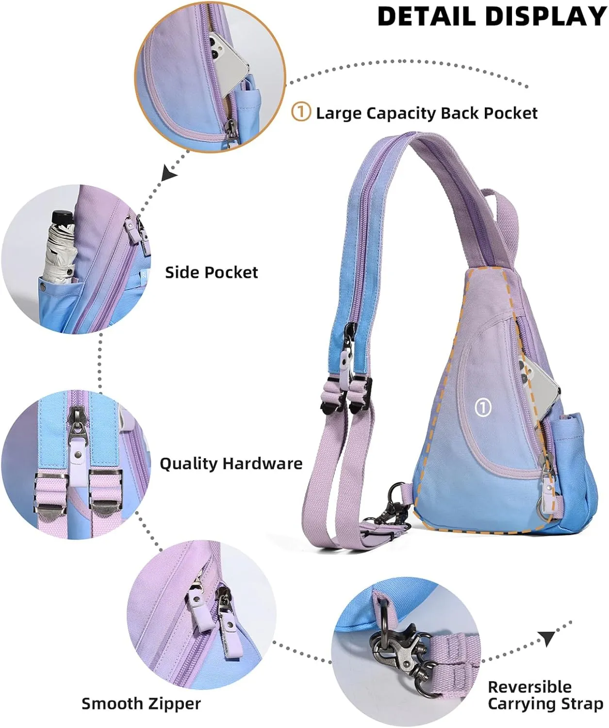 KL928 Sling Bag - Small Crossbody Backpack Shoulder Casual Daypack Rucksack for Men Women