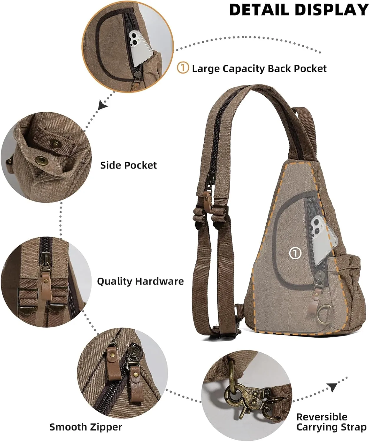 KL928 Sling Bag - Small Crossbody Backpack Shoulder Casual Daypack Rucksack for Men Women