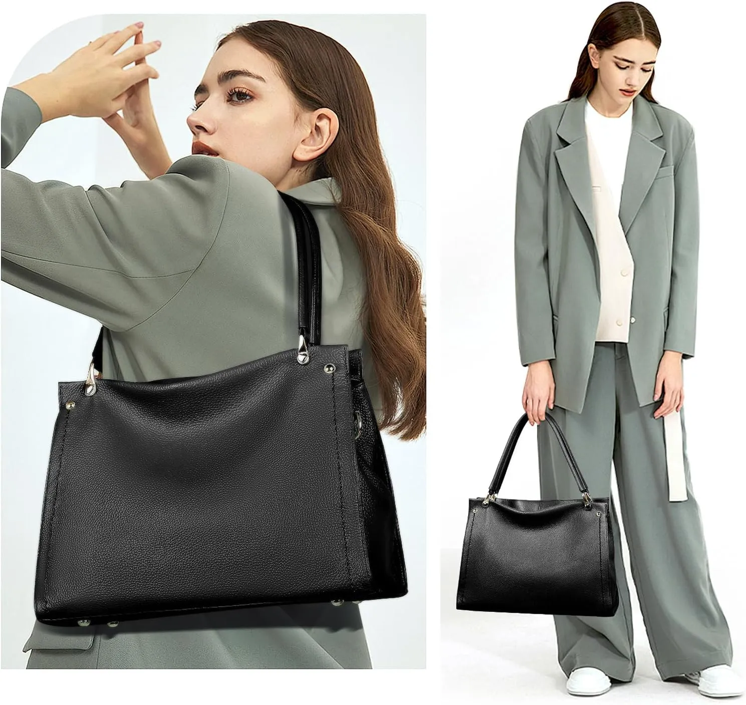 KOGTLA Women Genuine Leather Purses Handbags Tote Bag Shoulder Bag Top Handle Satchel Ladies Crossbody Hobo Bags Bucket Bag