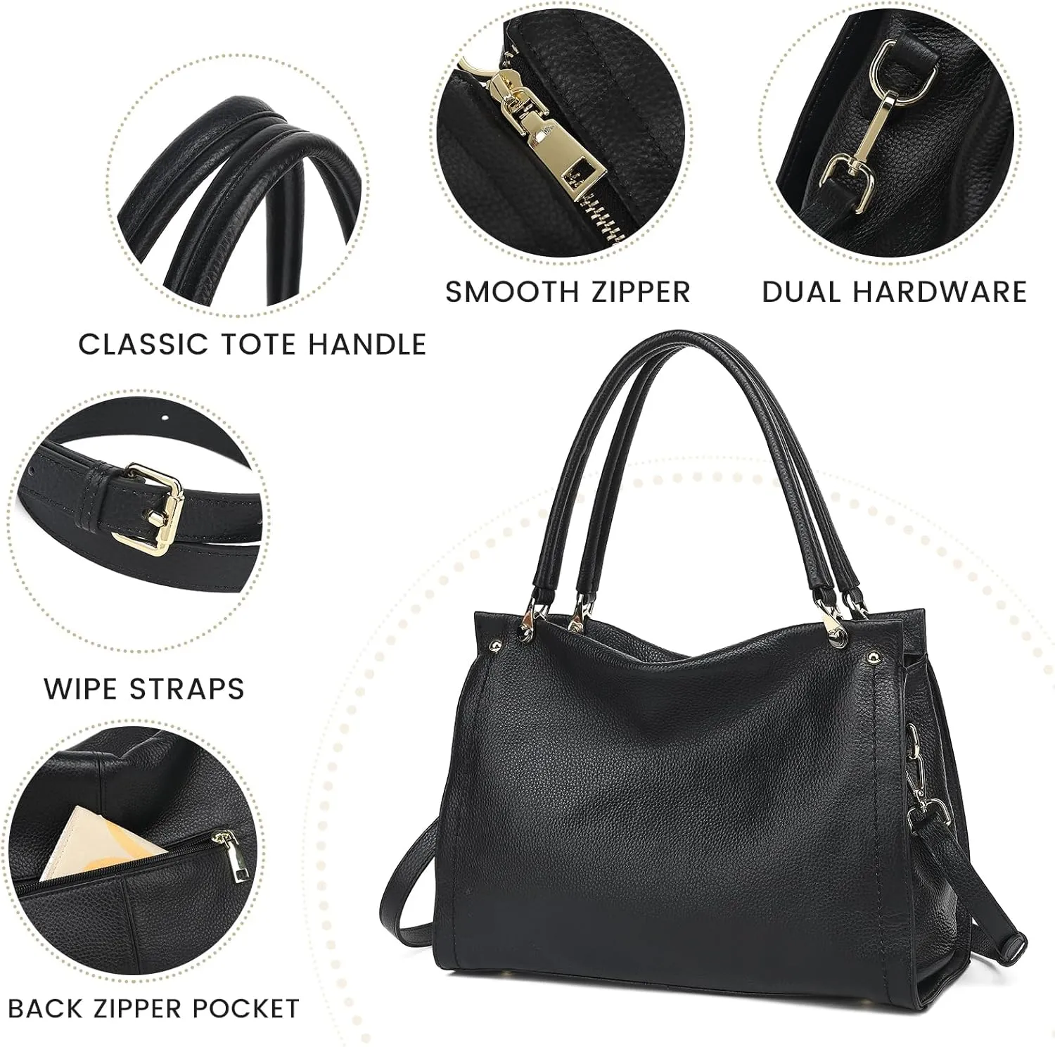 KOGTLA Women Genuine Leather Purses Handbags Tote Bag Shoulder Bag Top Handle Satchel Ladies Crossbody Hobo Bags Bucket Bag