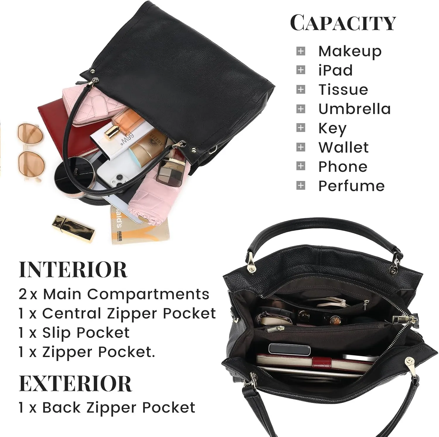 KOGTLA Women Genuine Leather Purses Handbags Tote Bag Shoulder Bag Top Handle Satchel Ladies Crossbody Hobo Bags Bucket Bag