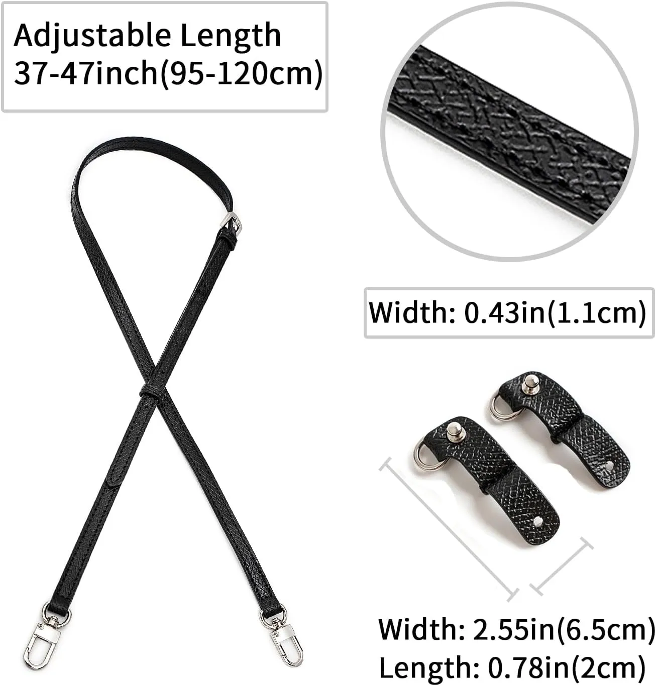 KOMHPS Purse Straps Replacement, Leather Handbag Crossbody Shoulder Strap Adjustable with Doll for Mini Tote Bag Women