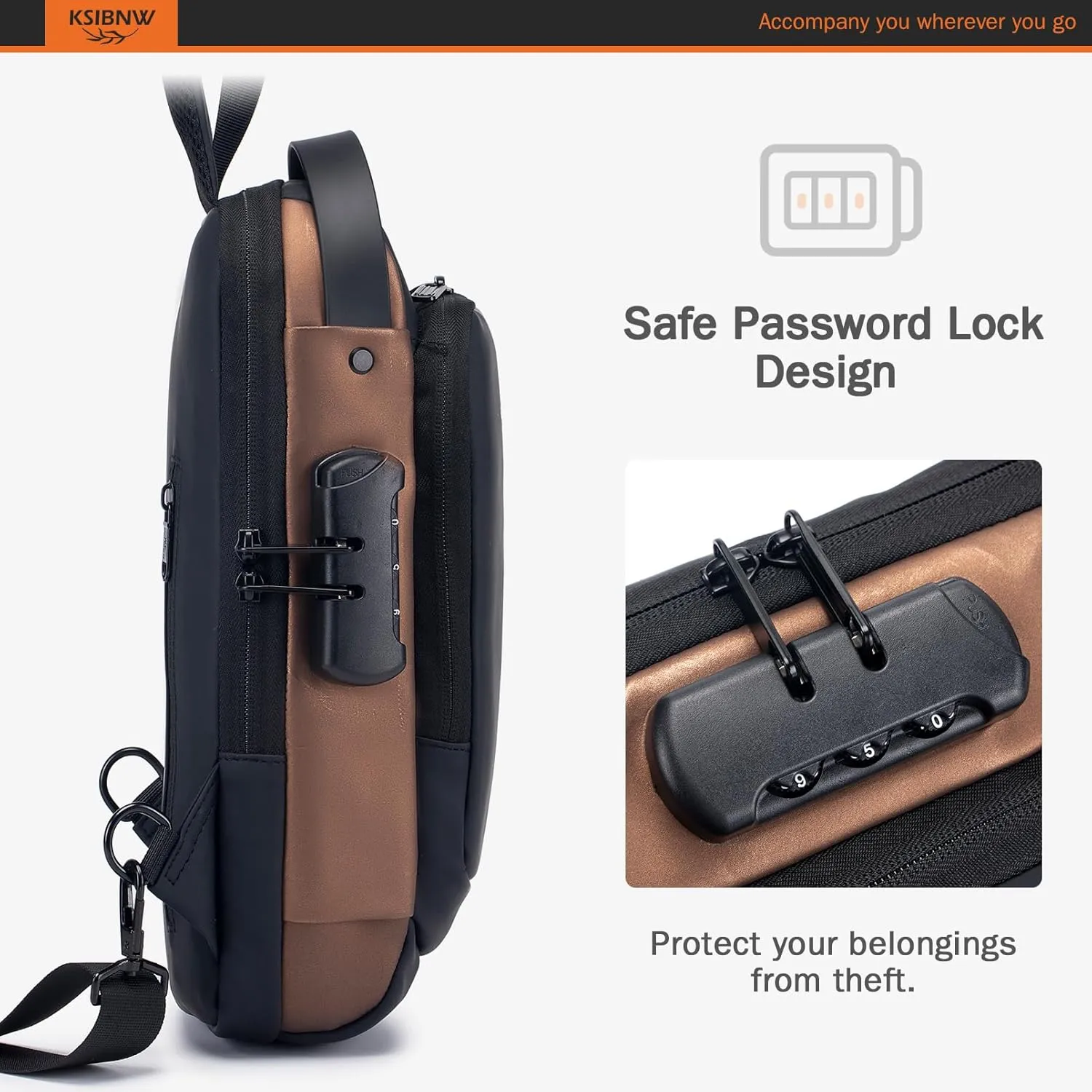 KSIBNW Sling Backpack Anti-theft Crossbody Chest Sling Bag with USB Charging Port Daypack PU Leather Shoulder Black Daypack Fanny Pack for Women Men