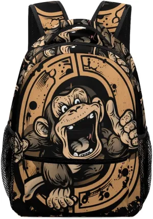 Kung Fu Apes Chimpanzee Monkey Cute Backpack Casual Funny Printing Basic Shoulder Bag for Men Women Travel Picnic