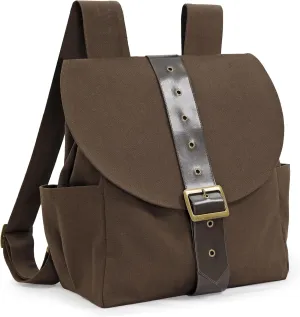 KUOIN Renaissance Vintage Canvas Bag for Women, Medieval Travel Rucksack Backpack (Brown)