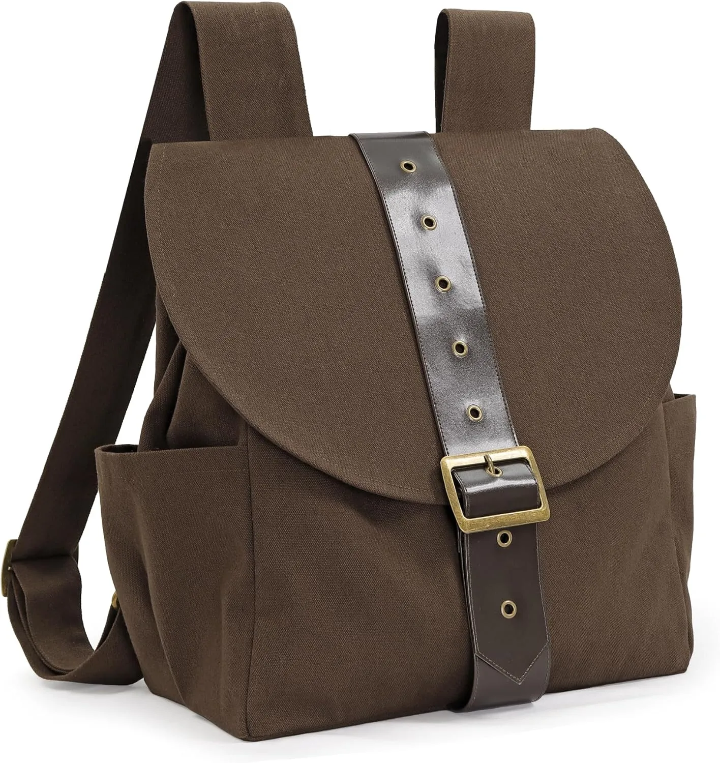 KUOIN Renaissance Vintage Canvas Bag for Women, Medieval Travel Rucksack Backpack (Brown)