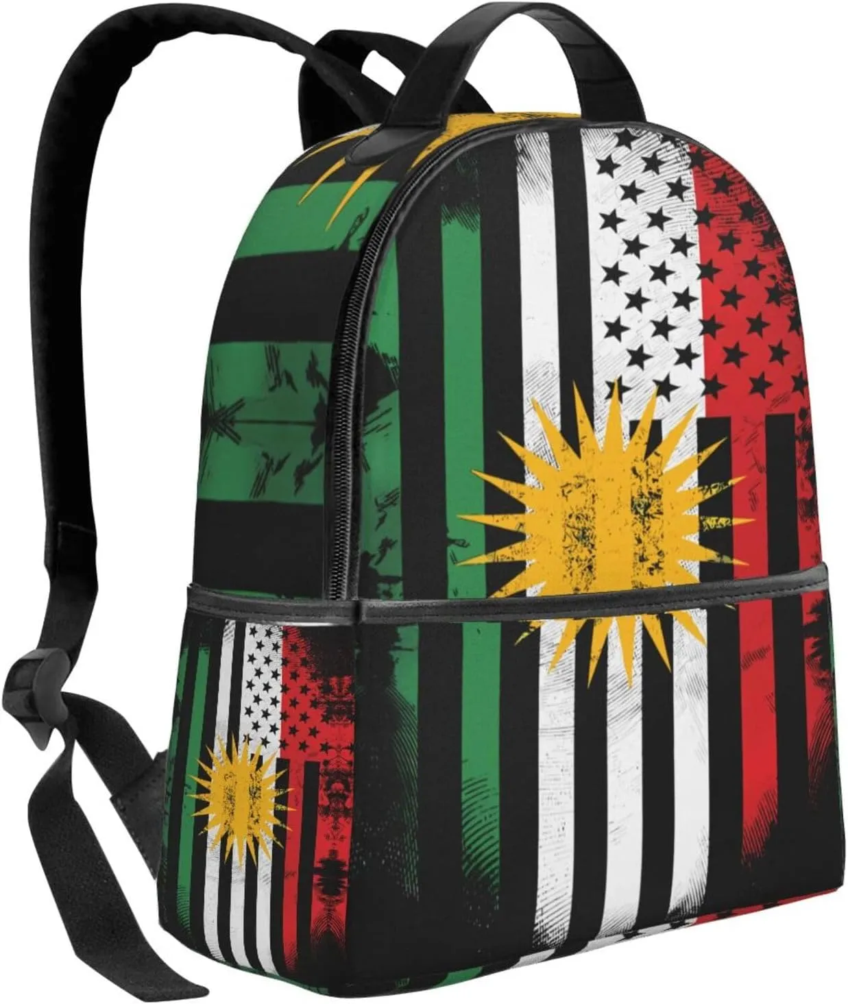 Kurdish Kurdistan American Flag Casual Backpacks Laptop Backpack Carry-on Daypack Sports Travel Rucksack Lightweight Working Bag for Outdoor Hiking Cycling Walking