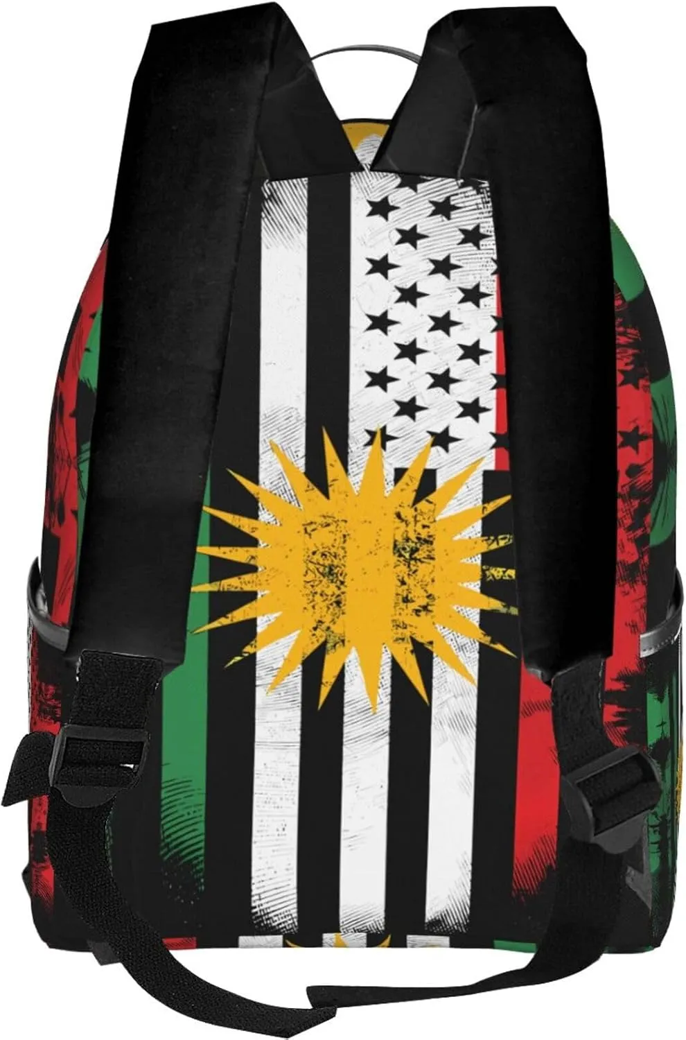 Kurdish Kurdistan American Flag Casual Backpacks Laptop Backpack Carry-on Daypack Sports Travel Rucksack Lightweight Working Bag for Outdoor Hiking Cycling Walking