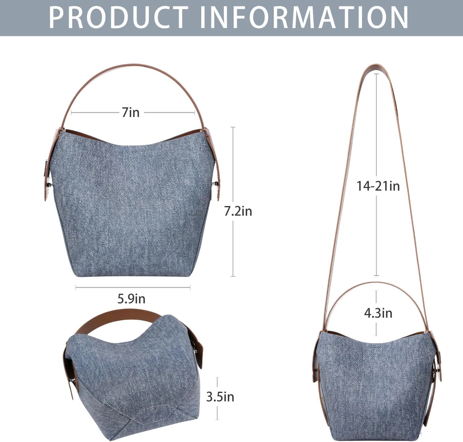 LA FESTIN Leather Bucket Bags for Women - Adjustable Long Strap Designer Crossbody Handbags, Shoulder Purse for Everyday Use