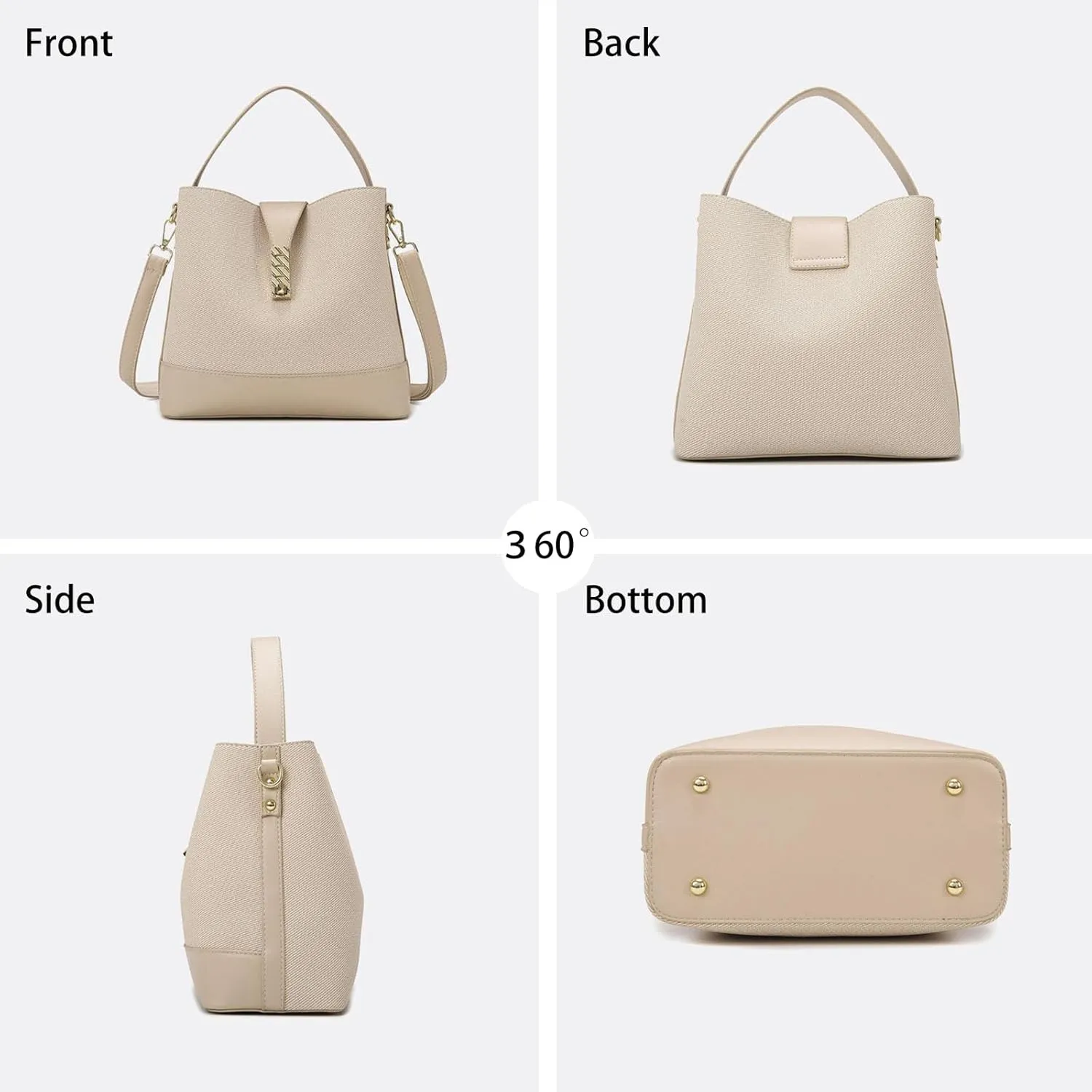 Ladies' fashion bucket handbag, small shoulder bag, purse, crossbody bag, with two adjustable shoulder straps.