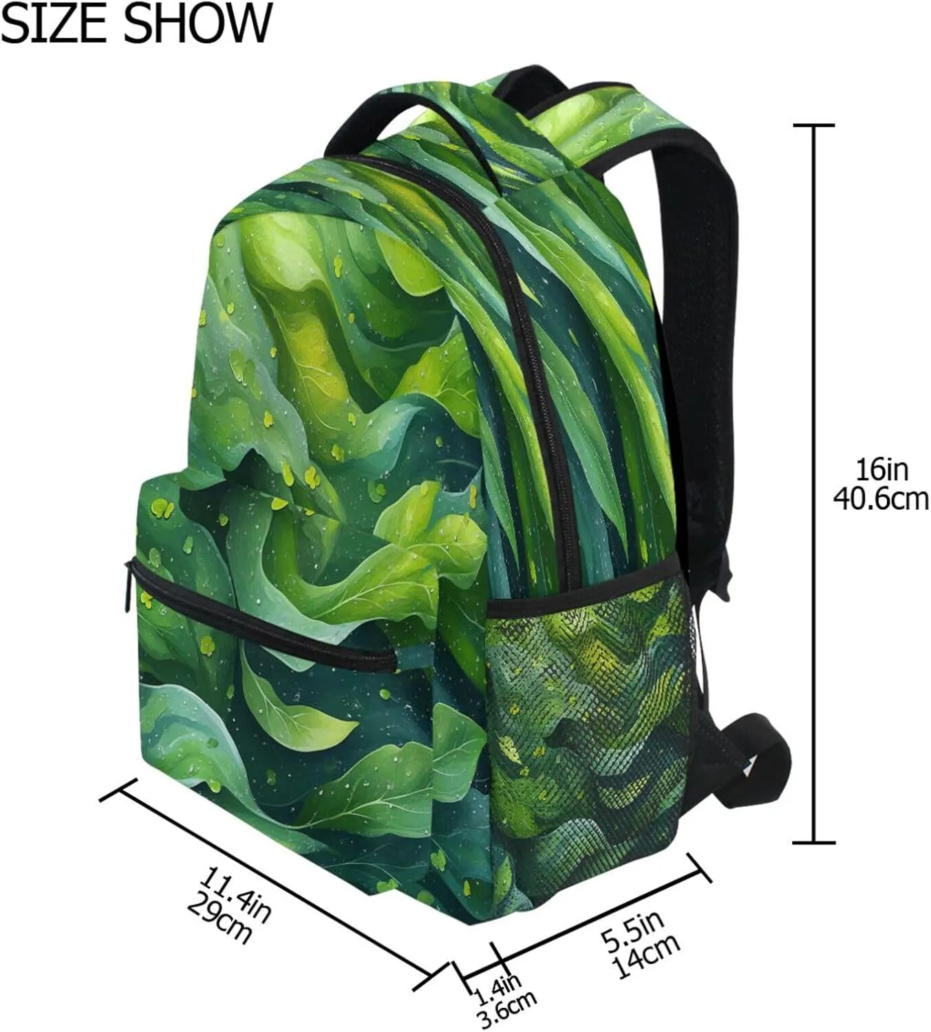 Laptop Backpack for Men and Women Waterproof Personal Backpack with Chest Strap for College Work Spinach Landscape Style
