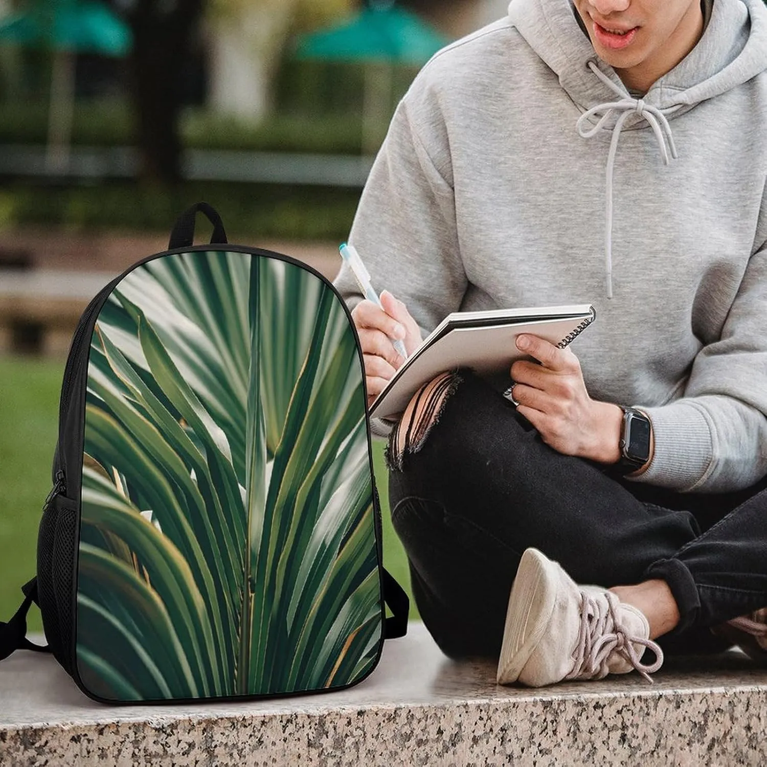 Laptop Backpack for Men Women Daypack Green Leaves of Palm Tree Tropical Plant Computer Bag Travel Backpacks Laptop Bag