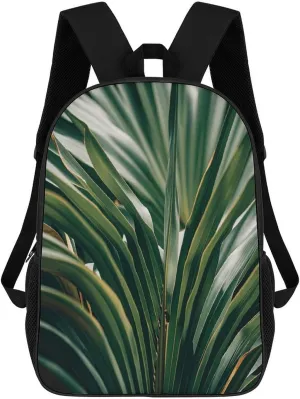 Laptop Backpack for Men Women Daypack Green Leaves of Palm Tree Tropical Plant Computer Bag Travel Backpacks Laptop Bag