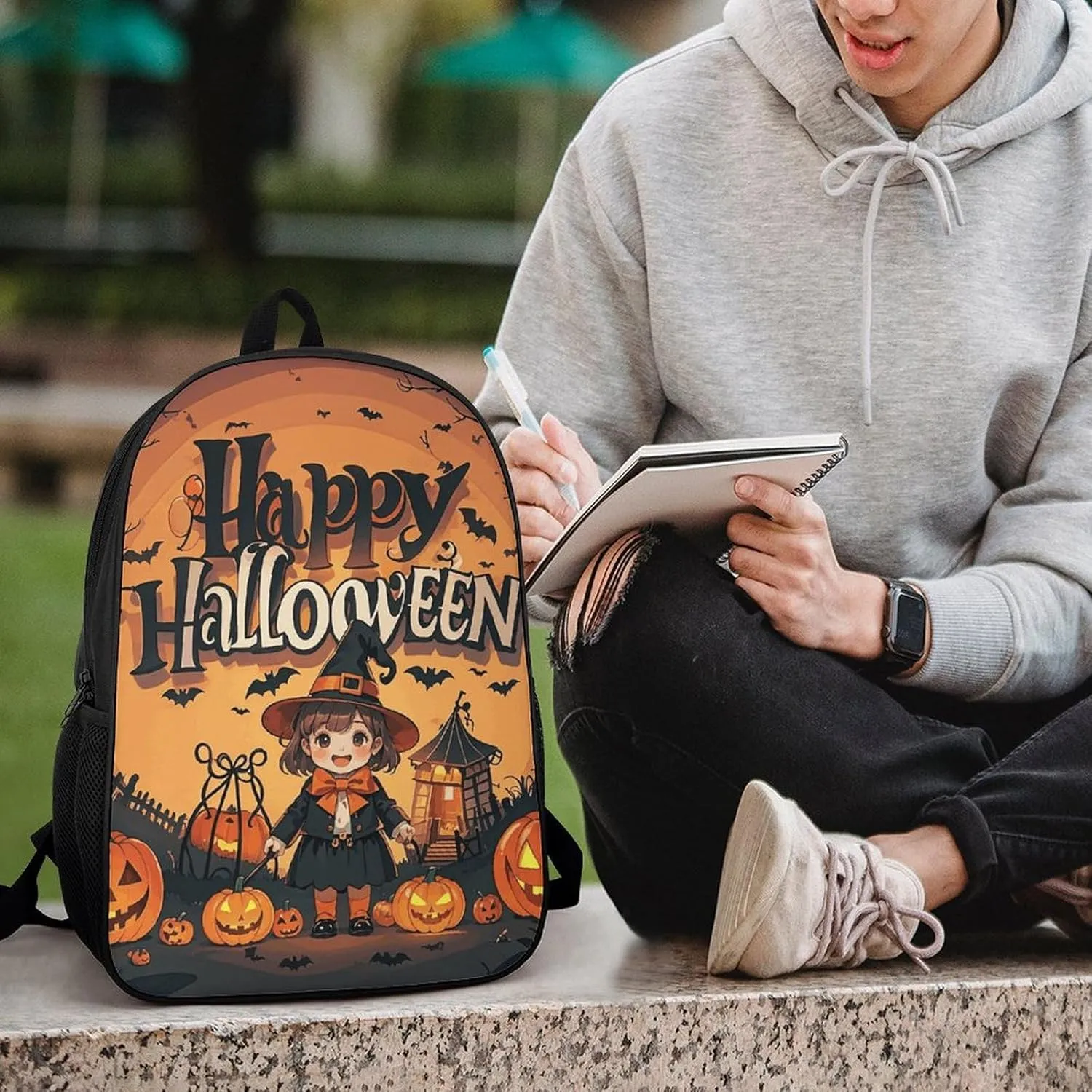 Laptop Backpack for Men Women Daypack Happy-Halloween-Day Trick-Or-Treat Computer Bag Travel Backpacks Laptop Bag
