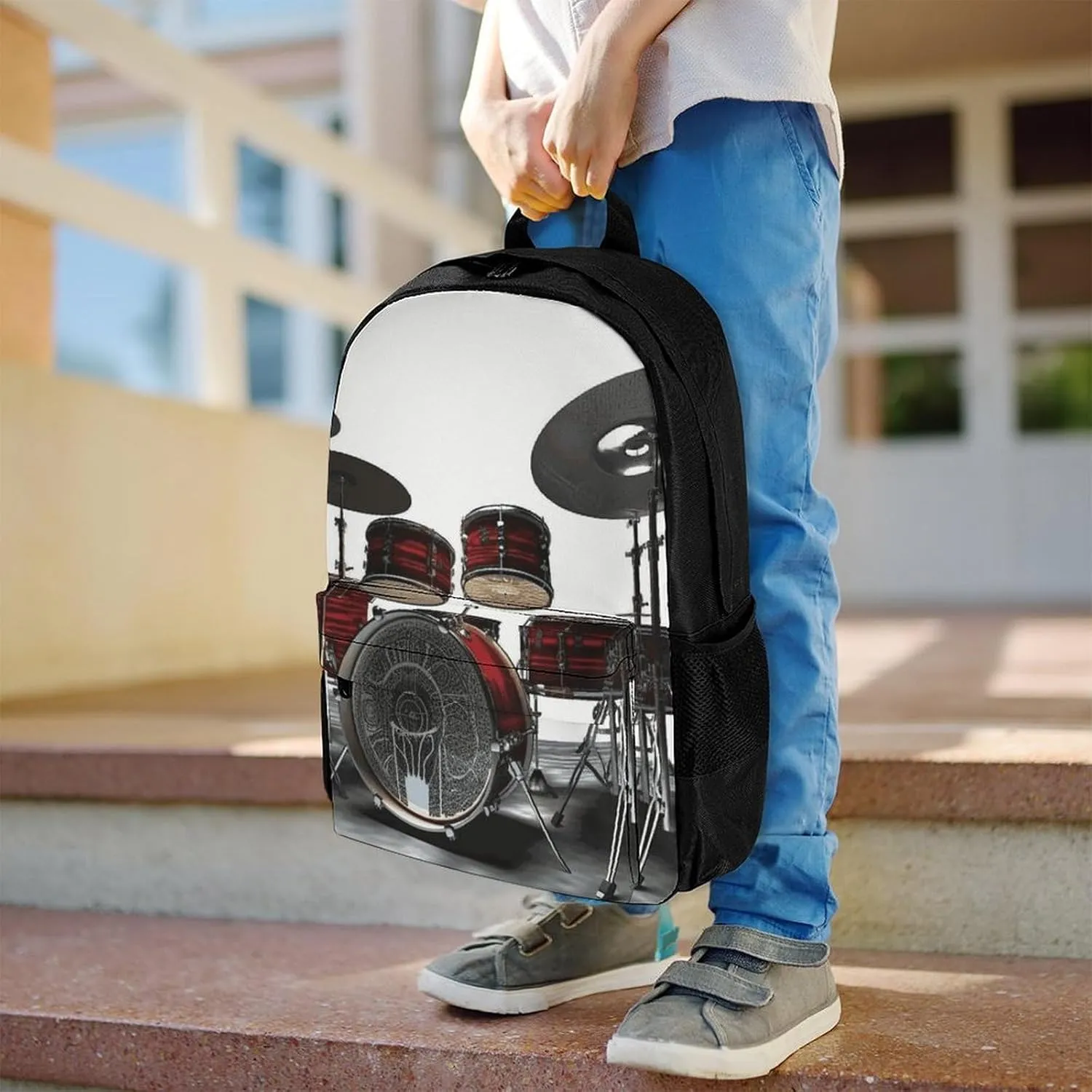 Laptop Backpack for Men Women Lightweight Backpack Cool Drum Set Daypack Rucksack with Compartment Laptop Bag