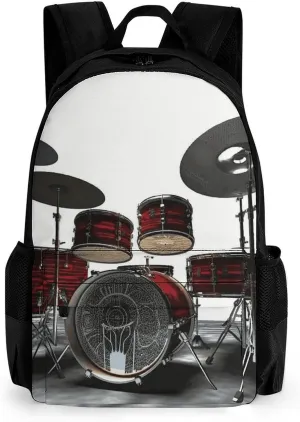 Laptop Backpack for Men Women Lightweight Backpack Cool Drum Set Daypack Rucksack with Compartment Laptop Bag