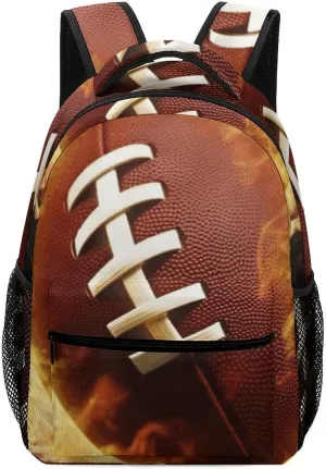 Laptop Backpack for Men Women Lightweight Daypack with Compartment Rucksack Flaming American Football Laptop Bag