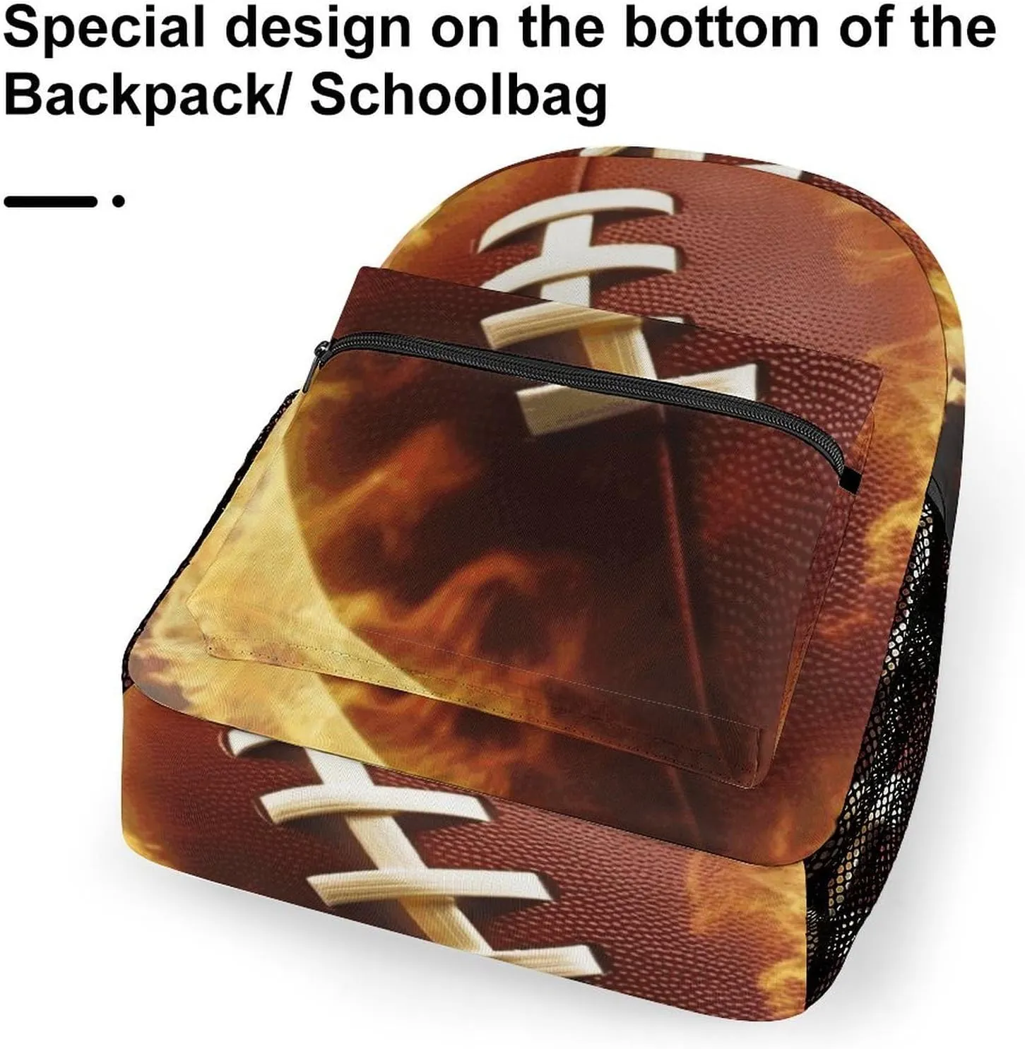Laptop Backpack for Men Women Lightweight Daypack with Compartment Rucksack Flaming American Football Laptop Bag