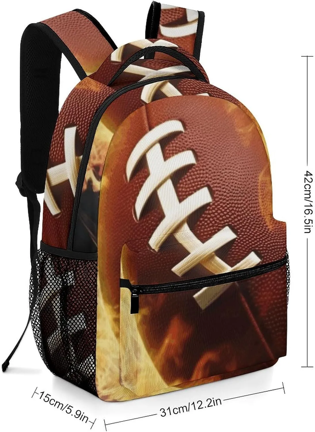 Laptop Backpack for Men Women Lightweight Daypack with Compartment Rucksack Flaming American Football Laptop Bag