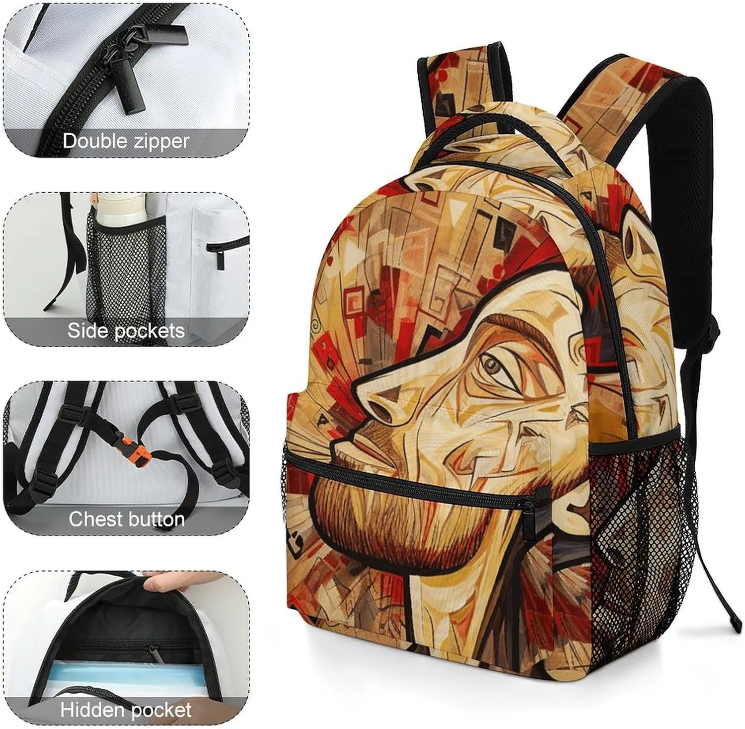 Laptop Backpack for Men Women Lightweight Daypack with Compartment Rucksack Texture Complex Heart Laptop Bag