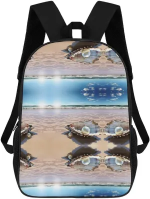 Laptop Backpack for Men Women Travel Backpack Lightweight Daypacks Ocean Beach Mussel Pearl Computer Bags