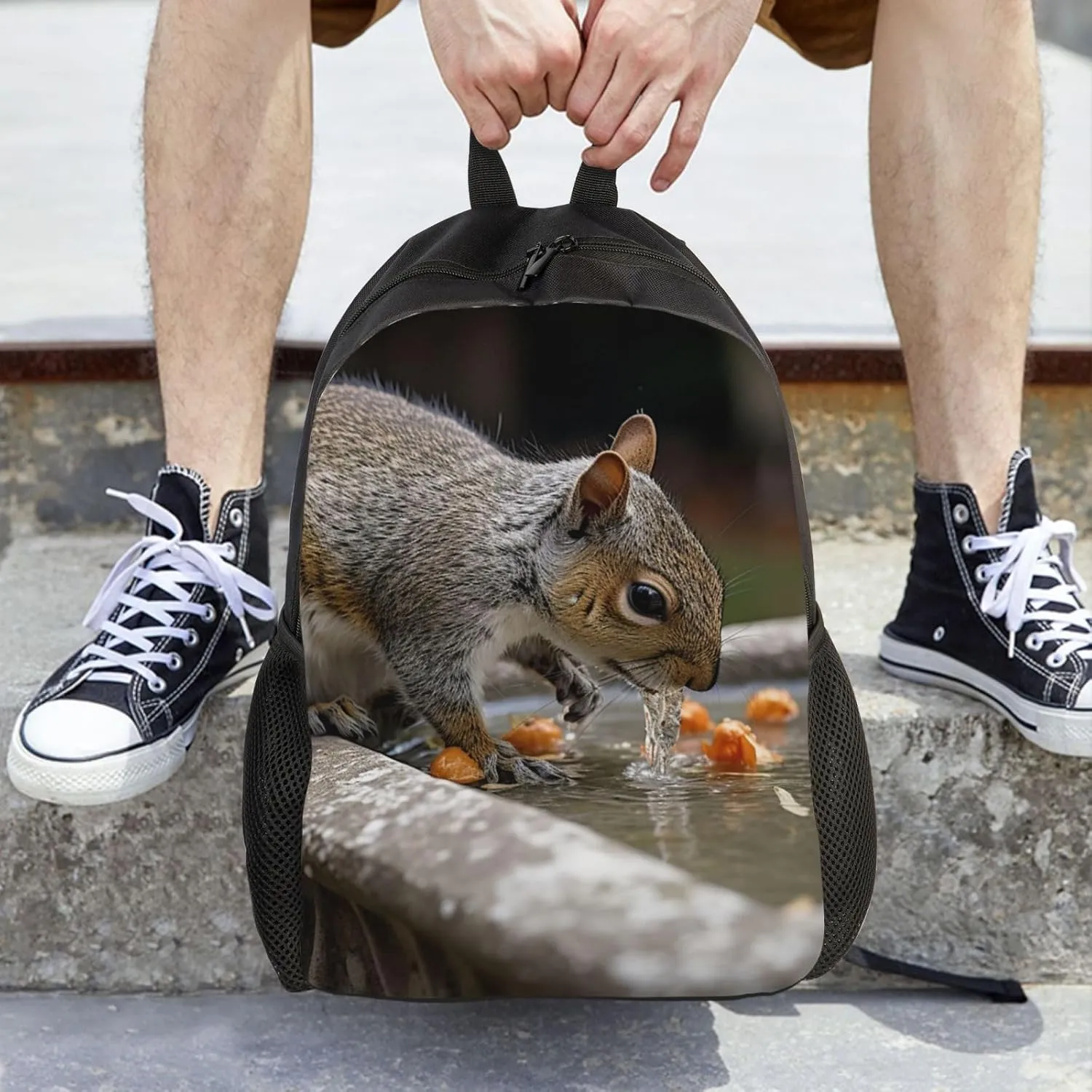 Laptop Backpack for Women Men Carry-on Backpack Squirrel Drinking Water Daypack Lightweight Travel Shoulder Bags