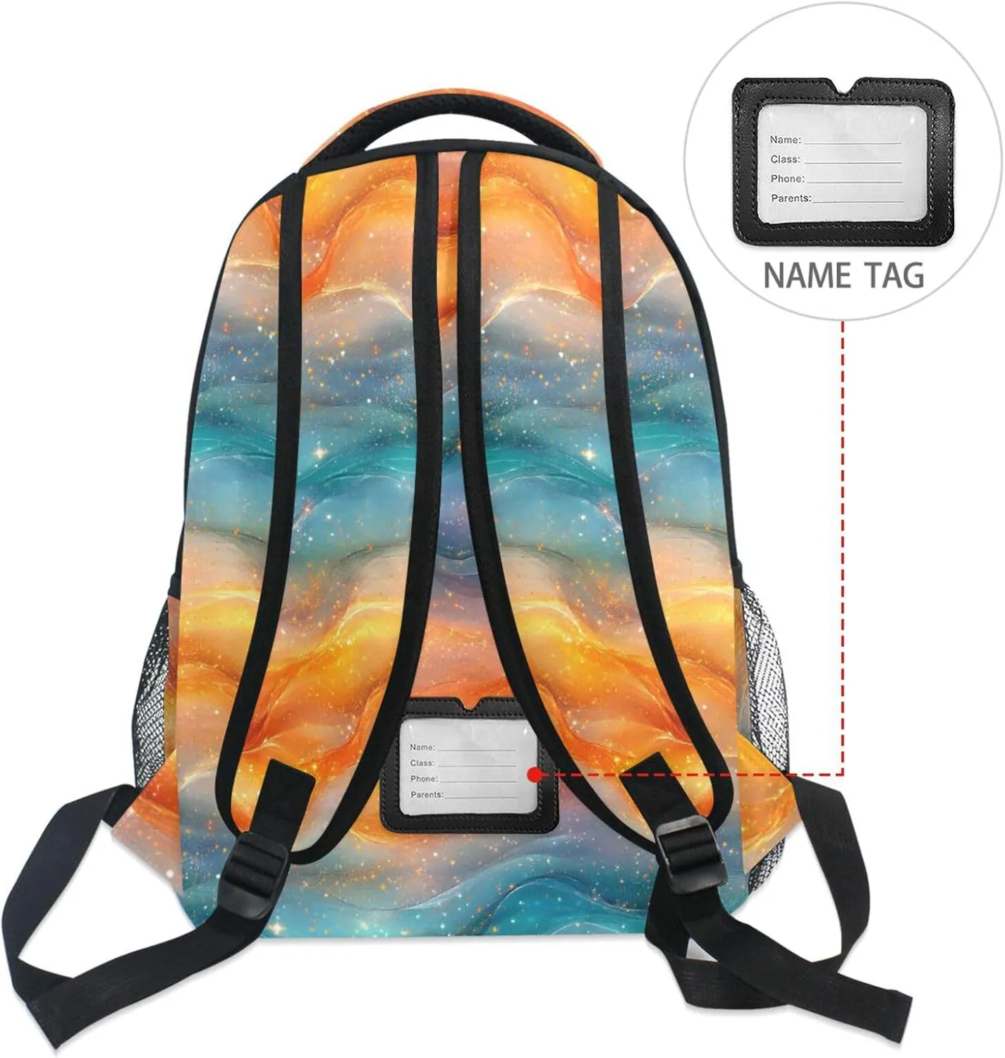 Laptop Backpack for Women Men Fashion Personal Backpack with Chest Strap for Travel Trip Orange Teal Rainbow