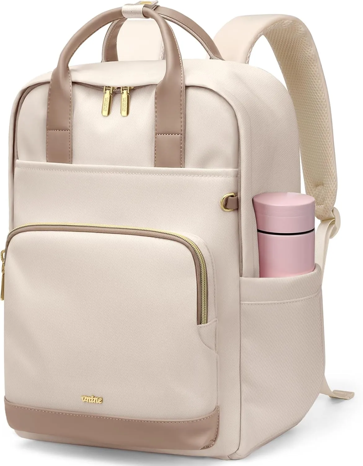 Laptop Backpack for Women Work 15.6 Inch Computer Backpacks Purse Large Capacity Carry on Bookbag Waterproof Lightweight Daypack Bag for College Nurse Teacher Travel Beige