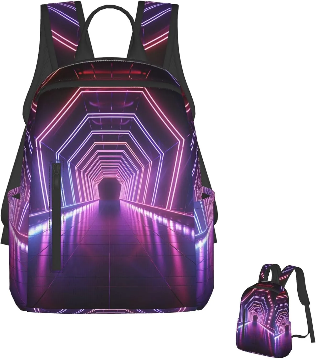 Laptop Backpack Lightweight Travel Backpack Neon Lights Tunnel Computer Bag Hiking Daypack for Men Women
