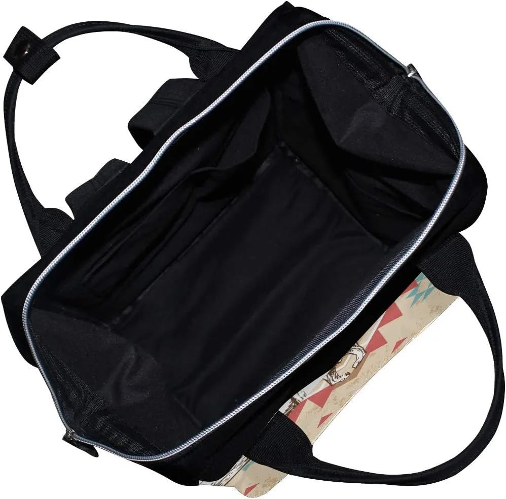 Large Capacity Baby Diaper Bag Cow Skull Durable Multi Function Travel Backpack