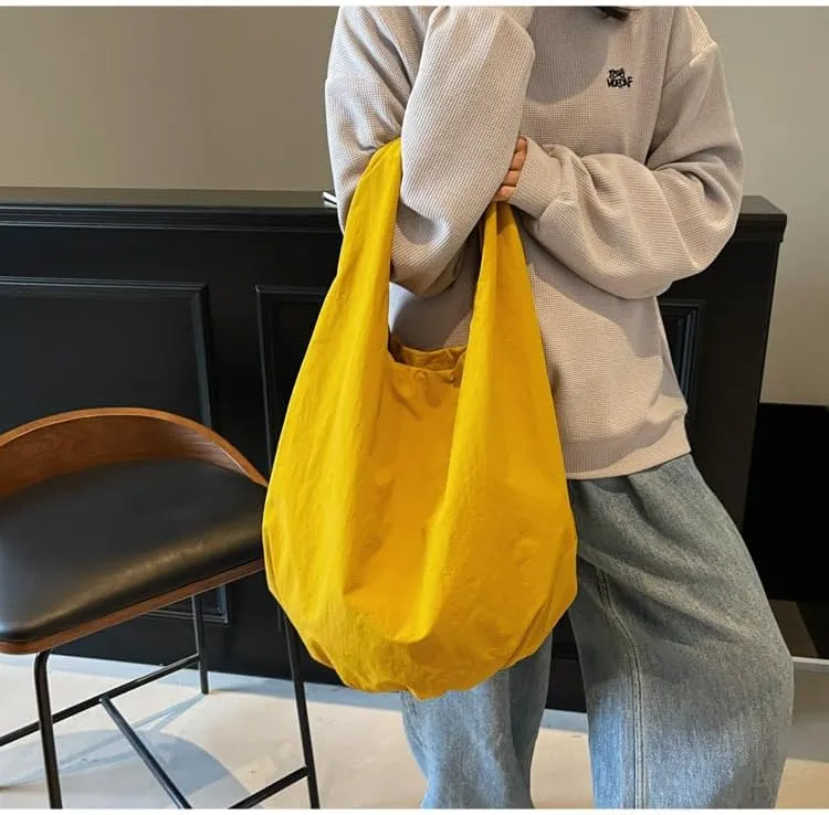 Large Capacity Slouchy Hobo Bag for Women Fashion Casual Versatile Shoulder Purses Solid Color Draped Tote Bag