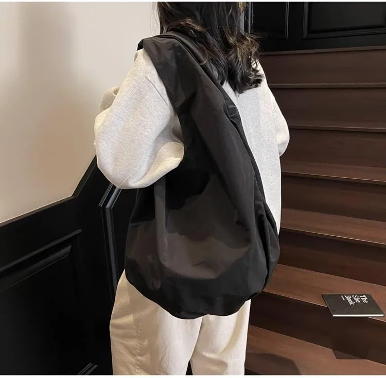 Large Capacity Slouchy Hobo Bag for Women Fashion Casual Versatile Shoulder Purses Solid Color Draped Tote Bag