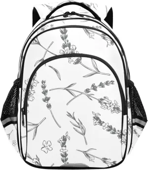 Large Casual Daypack for Men Women - Botanical Blooming Herbs Lightweight Travel Laptop Backpack Shoulder Bag Hiking Backpacks