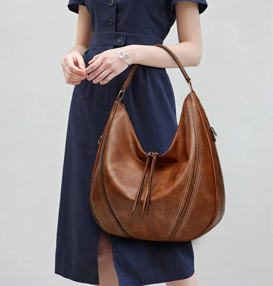 Large Crossbody Bags for Women Vintage Vegan Leather Shoulder Handbags Purse and Wallet Set Casual Totes Hobo Purses