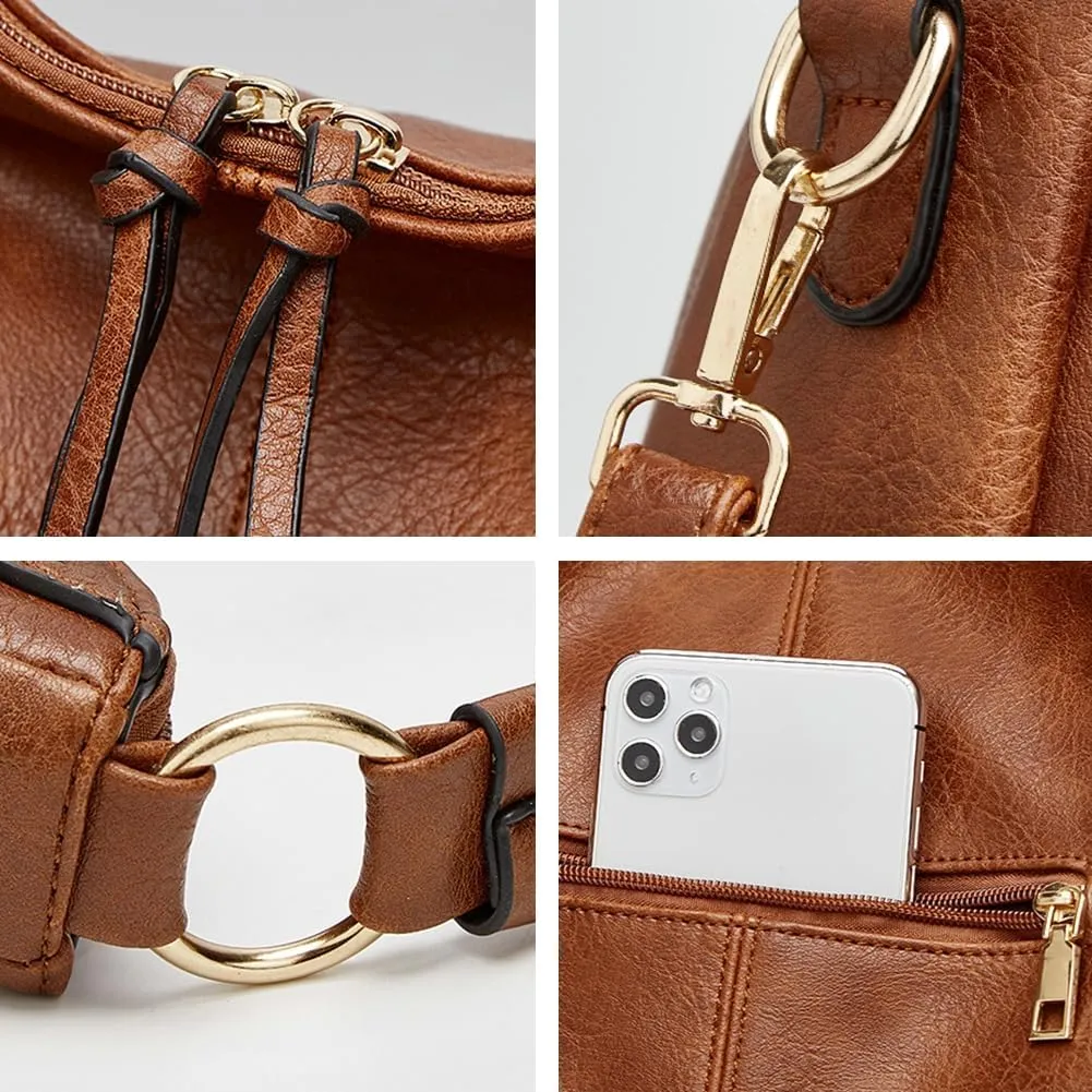 Large Crossbody Bags for Women Vintage Vegan Leather Shoulder Handbags Purse and Wallet Set Casual Totes Hobo Purses