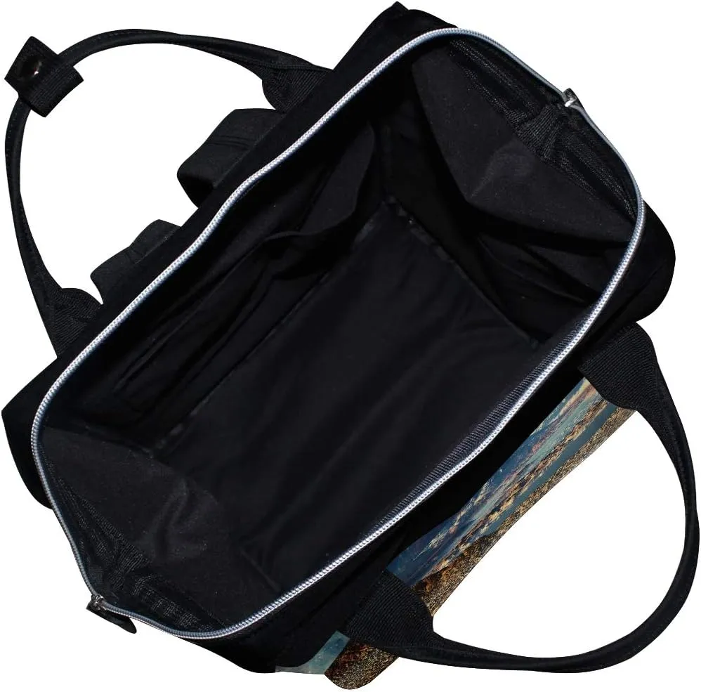 Large Diaper Bag Backpack Alien Planet Moon And Mountains Cosmetology Bag Waterproof Hairstylist Traveling Bag