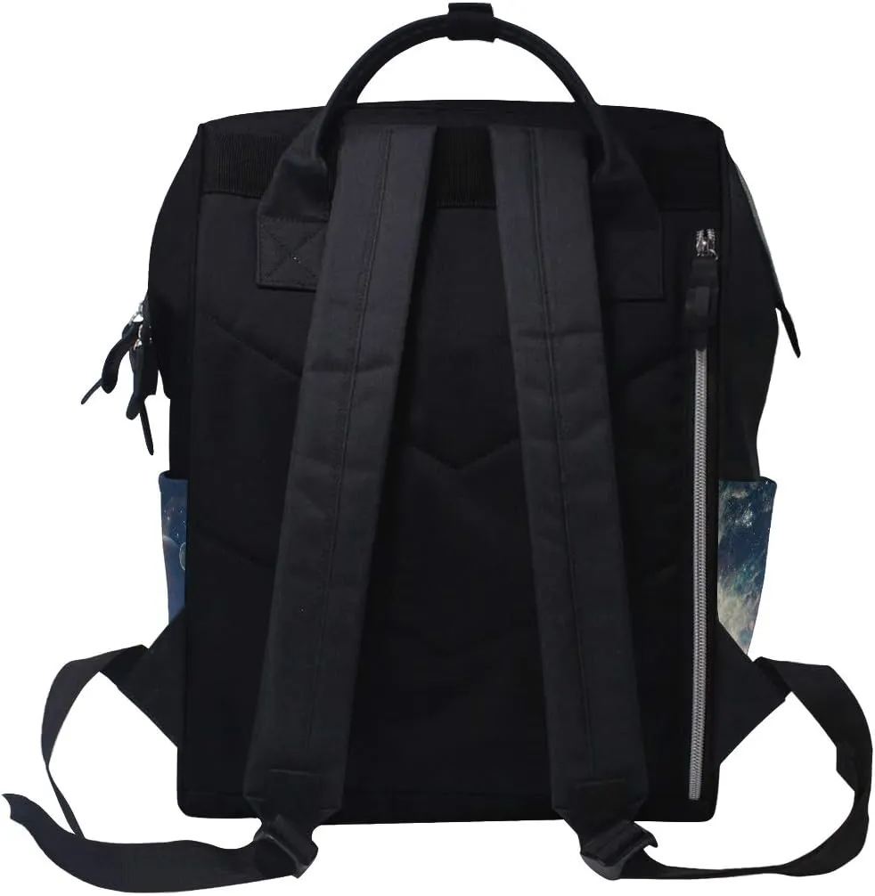 Large Diaper Bag Backpack Alien Planet Moon And Mountains Cosmetology Bag Waterproof Hairstylist Traveling Bag
