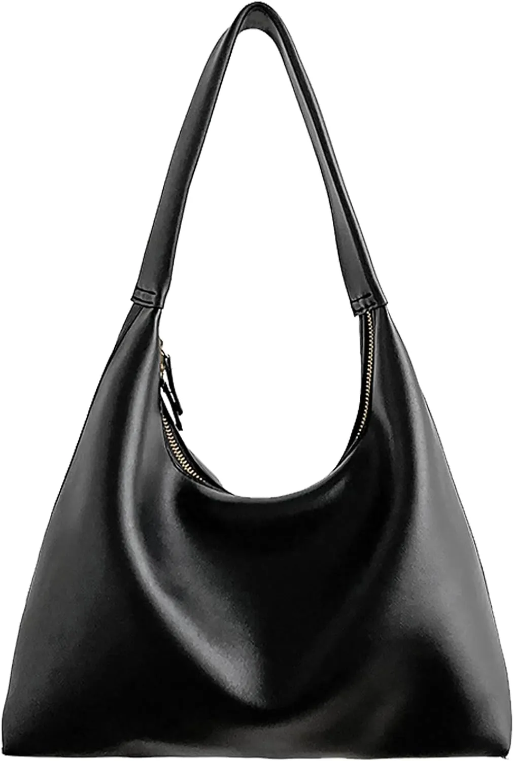 Leather Hobo Bag Small Shoulder Purses for Women Slouchy Tote Handbag Vegan Leather Crescent Bag