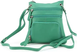 Leather Impressions Women's Leather Crossbody Sling Bag with Adjustable Strap & 4 Zipper Compartments - Casual Bag for Women
