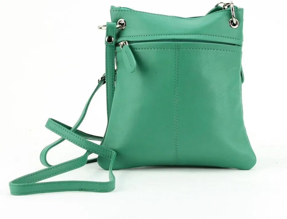 Leather Impressions Women's Leather Crossbody Sling Bag with Adjustable Strap & 4 Zipper Compartments - Casual Bag for Women