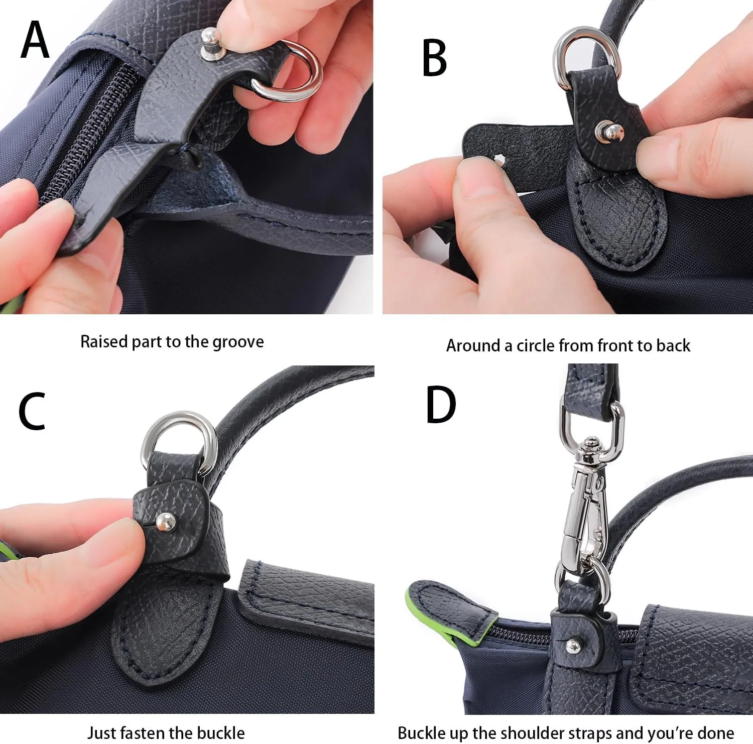 Leather Purse Straps Replacement Shoulder Strap Leather Adjustable Crossbody Strap Suitable for Long champ Handbags