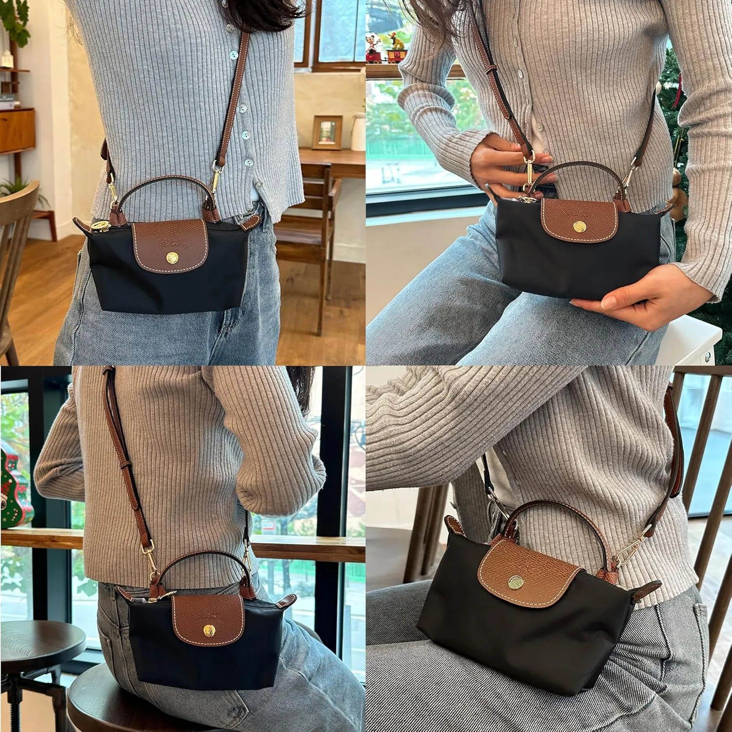 Leather Replacement Straps for Le Pliage Mini Pouch Bags, Adjustable Crossbody & Shoulder Handbag Straps for Women