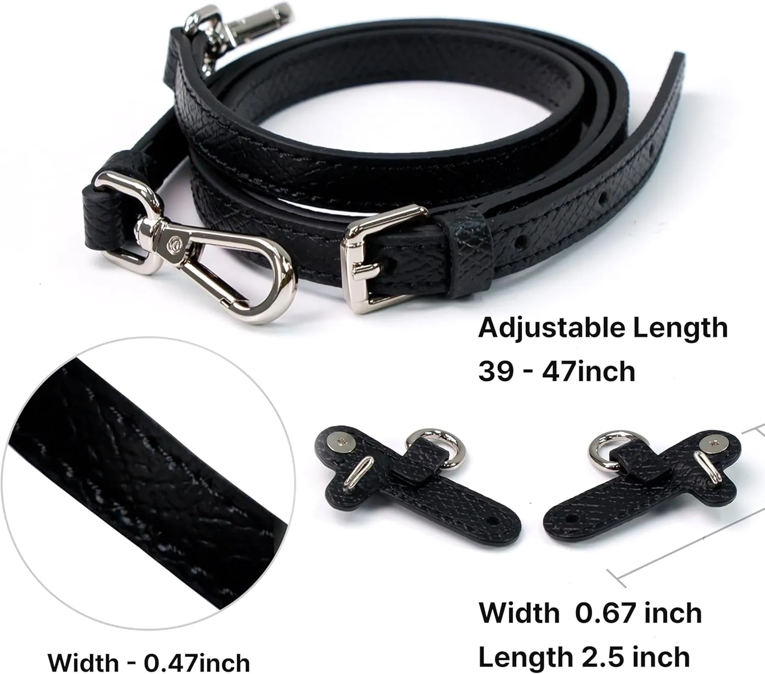 Leather Replacement Straps for Le Pliage Mini Pouch Bags, Adjustable Crossbody & Shoulder Handbag Straps for Women