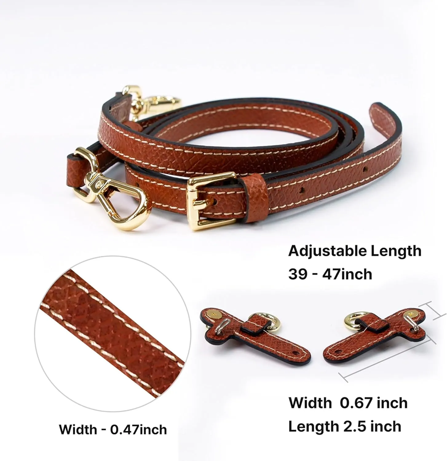 Leather Replacement Straps for Le Pliage Mini Pouch Bags, Adjustable Crossbody & Shoulder Handbag Straps for Women