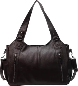 Leather Tote Bag For Women Soft Leather Hobo Purses Large Satchel Bags Crossbody Slouchy Bag Multi Pockets Leather Handbags