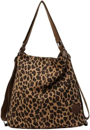 Leopard Shoulder Bag Crossbody for Women Nylon Commuter Tote Handbag Lightweight Backpacks