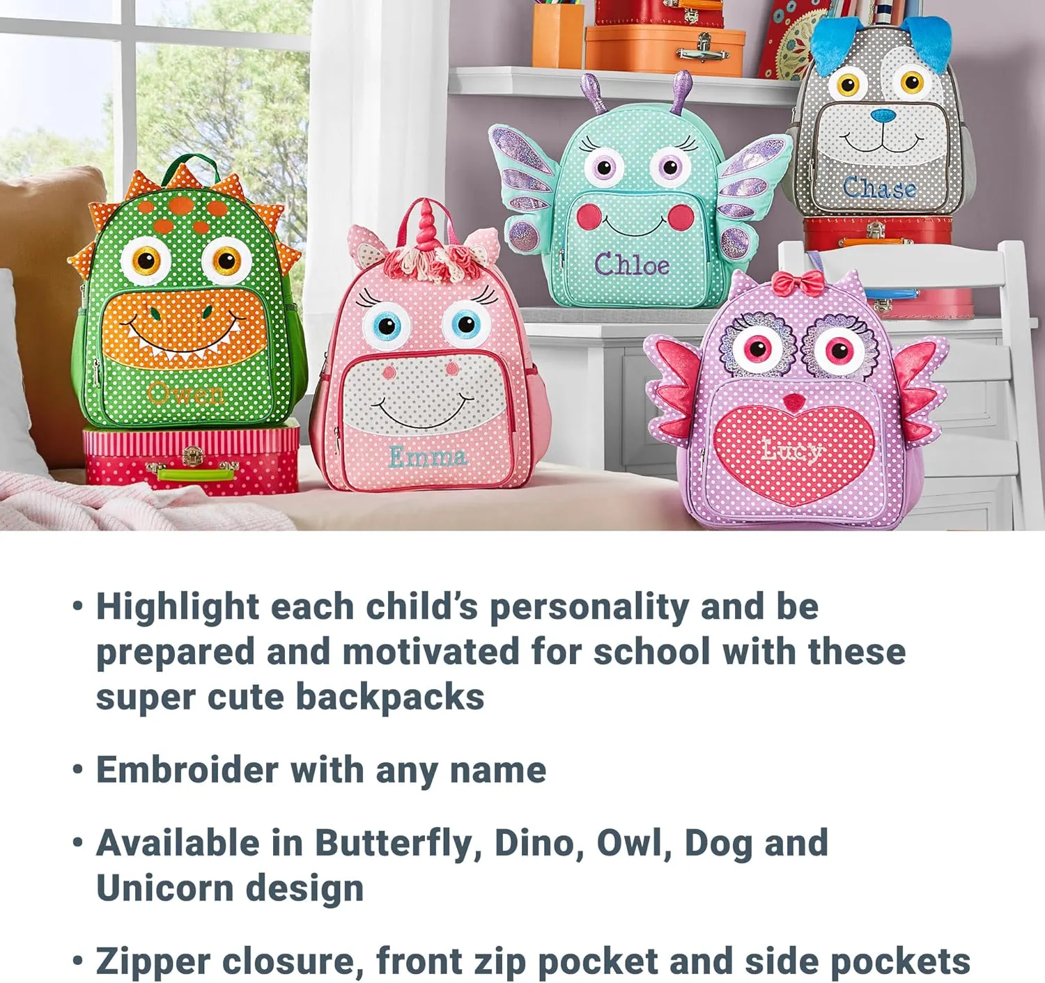 Let's Make Memories Kids Personalized Toddler Backpack for School - Custom Preschool Backpack - Little Critter - Pink Unicorn