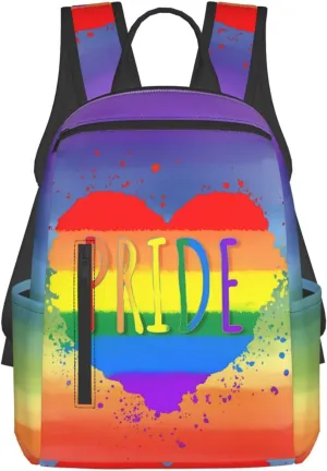 LGBT Gay Pride Rainbow Heart Travel Laptop Backpack Casual Backpacks Double Shoulder Daypack Notebook Rucksack Work Bags Sports Bag for Gym Hiking Camping Beach