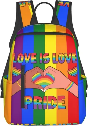 LGBT Love Is Love Pride Rainbow Heart Travel Laptop Backpack Casual Backpacks Double Shoulder Daypack Notebook Rucksack Work Bags Sports Bag for Hiking Camping Beach